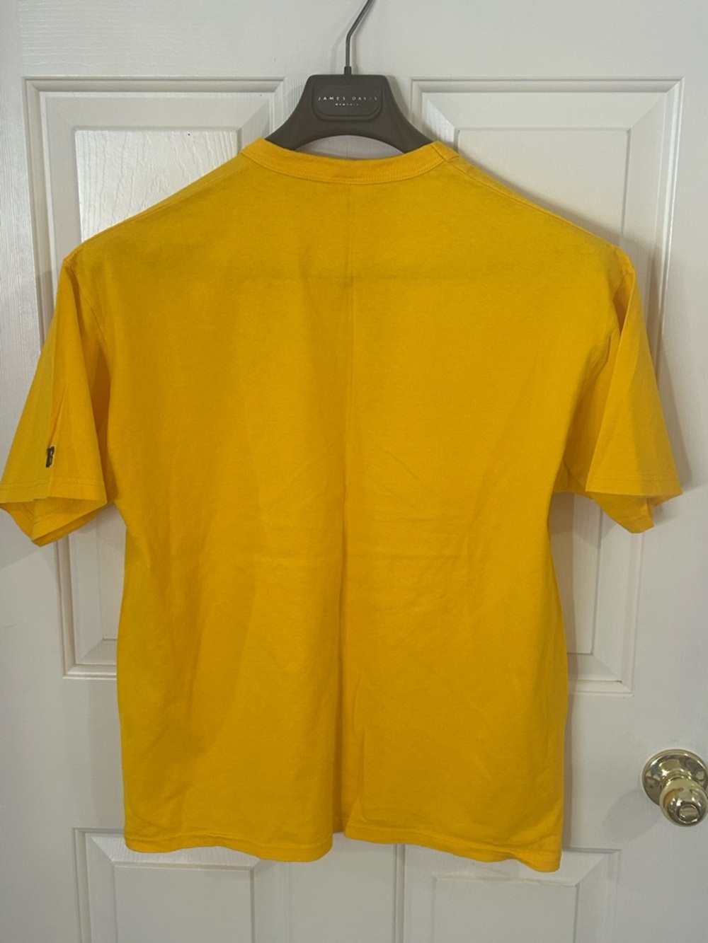 Vintage Yellow Russell Athletic Script Logo Shirt Mens Crewneck Short Sleeve Tee - Picture 3 of 9